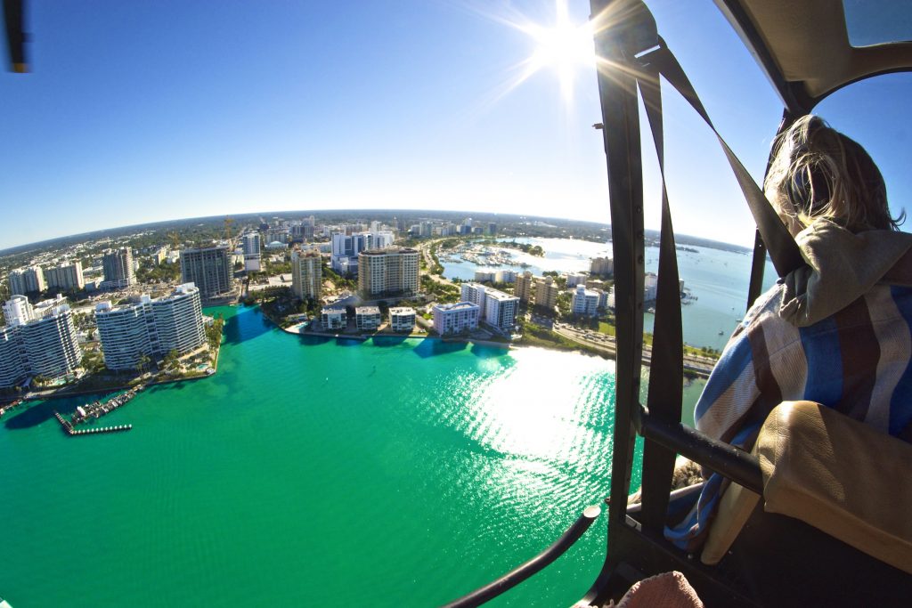 Helicopter over ocean image