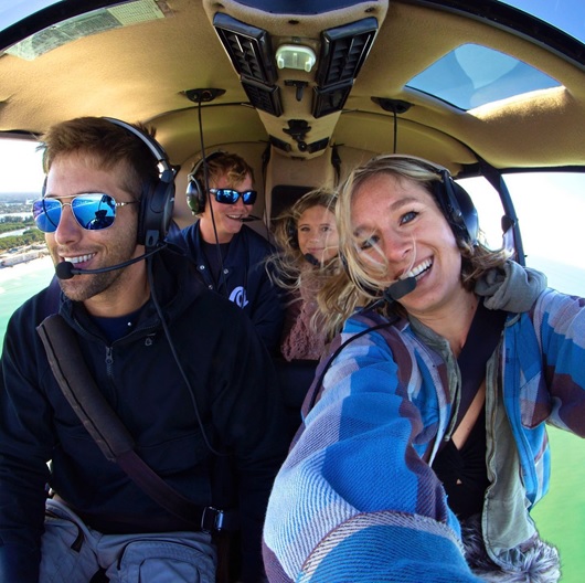 group flying in helicopter