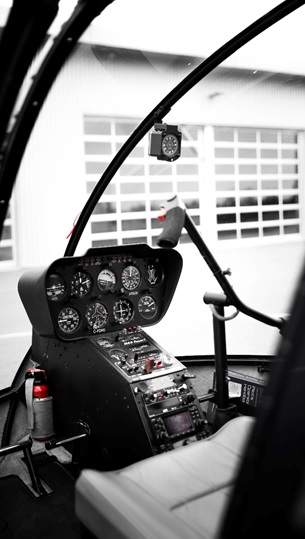 Front dashboard of helicopter