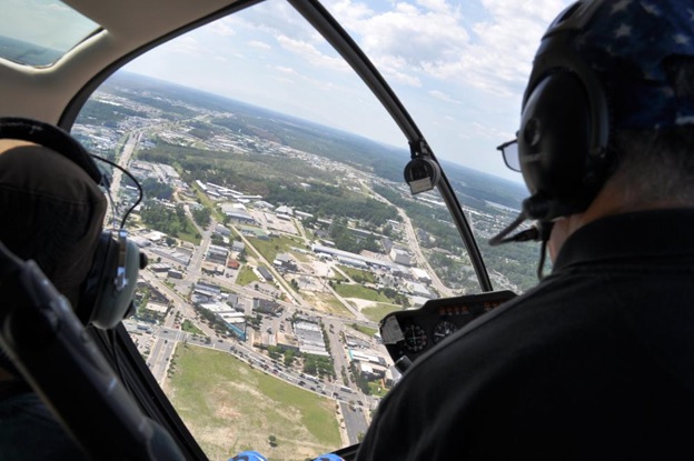 Helicopter ride over the city