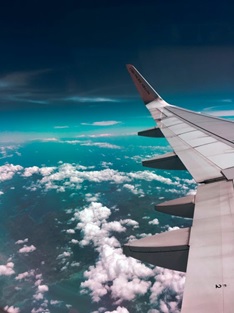 A view of the clouds from an airplane window